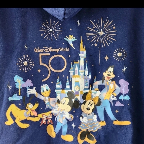 Walt Disney World 50th Anniversary Zip Up Hoodie Mickey Mouse & Friends 1X - Picture 8 of 10